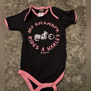 Harley-Davidson Black and Pink Baby One-Piece with Motorcycle Graphic
